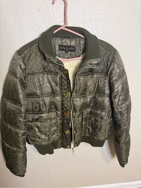 Baby Phat Olive Quilted Jacket with Shearling Lining